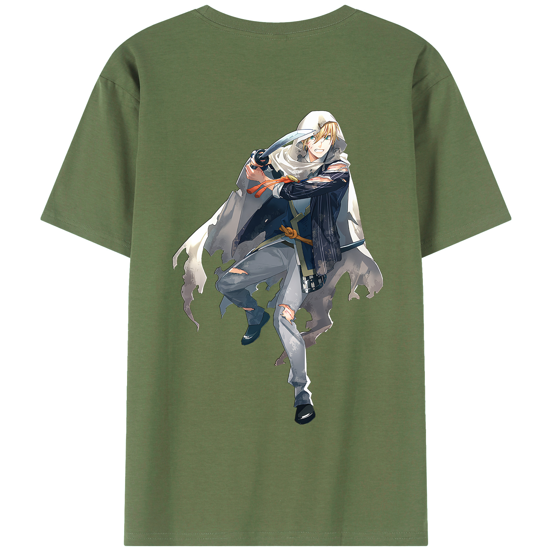 （画像用） 刀剣乱舞 Touken Ranbu 綿100％ メンズ半袖Tシャツ（バックプリント） 通気性